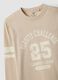Beige pure organic cotton T-shirt with college print for boys_4