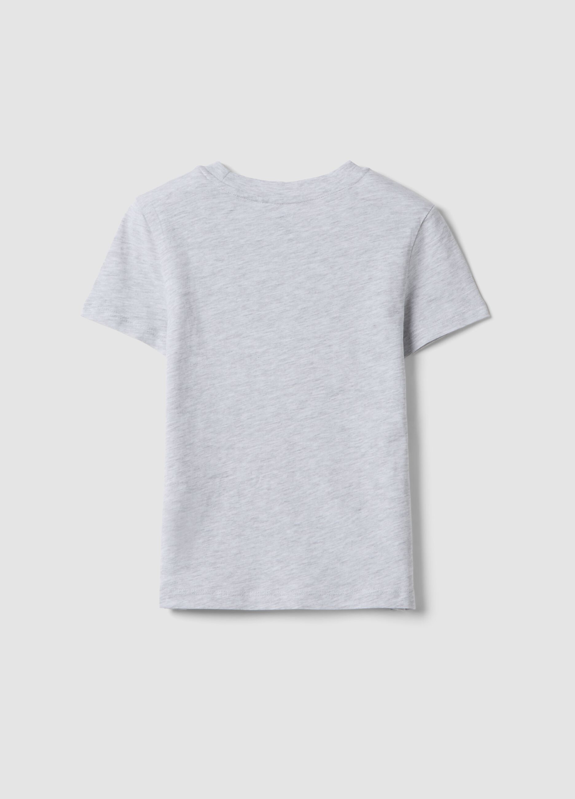 Girls&rsquo; grey organic cotton short-sleeve T-shirt, regular fit