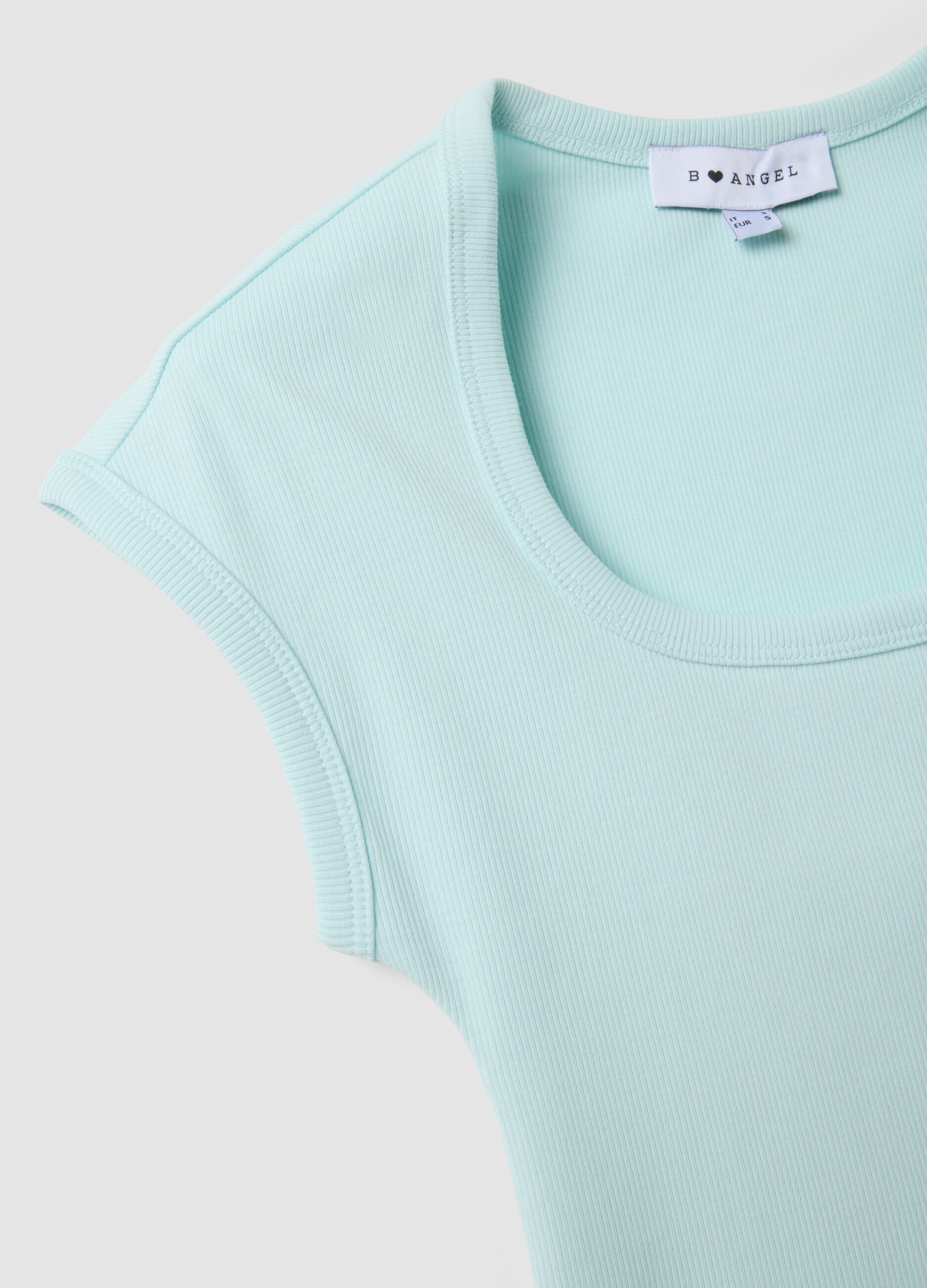 Blue stretch cotton T-shirt
