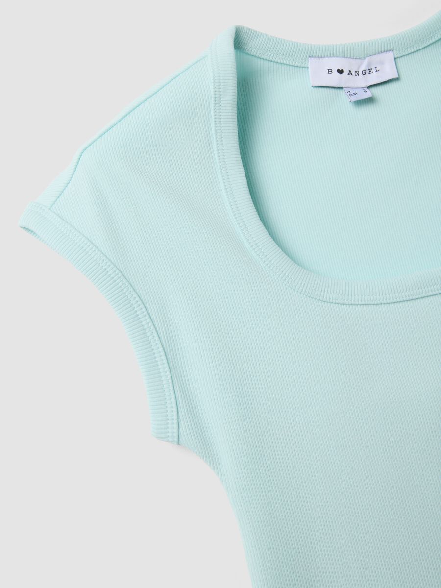 Blue stretch cotton T-shirt_5
