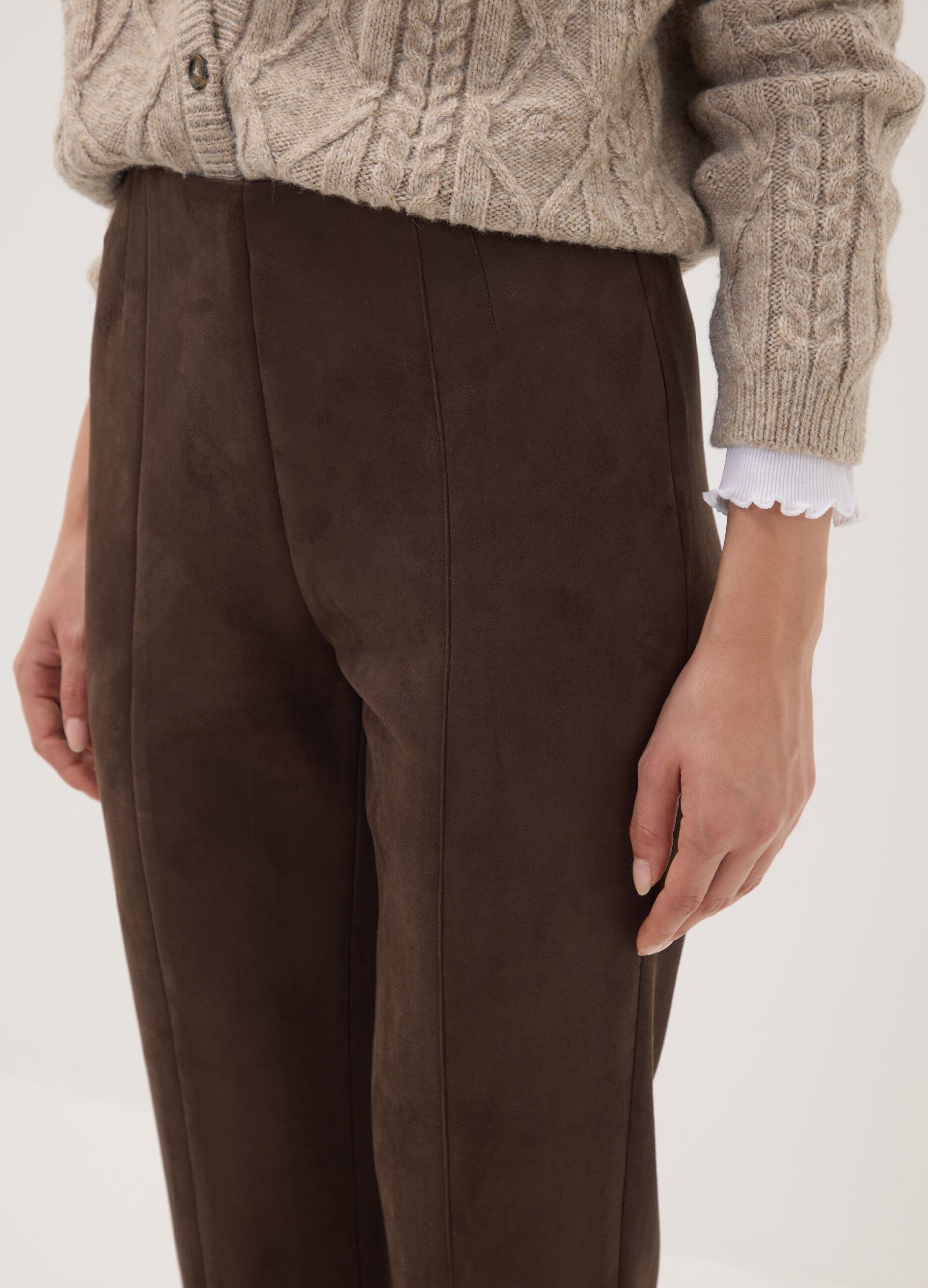 Brown slim-fit stretch leggings