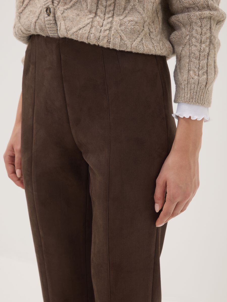 Brown slim-fit stretch leggings_2