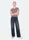 Brown pure cotton crew-neck striped T-shirt_2