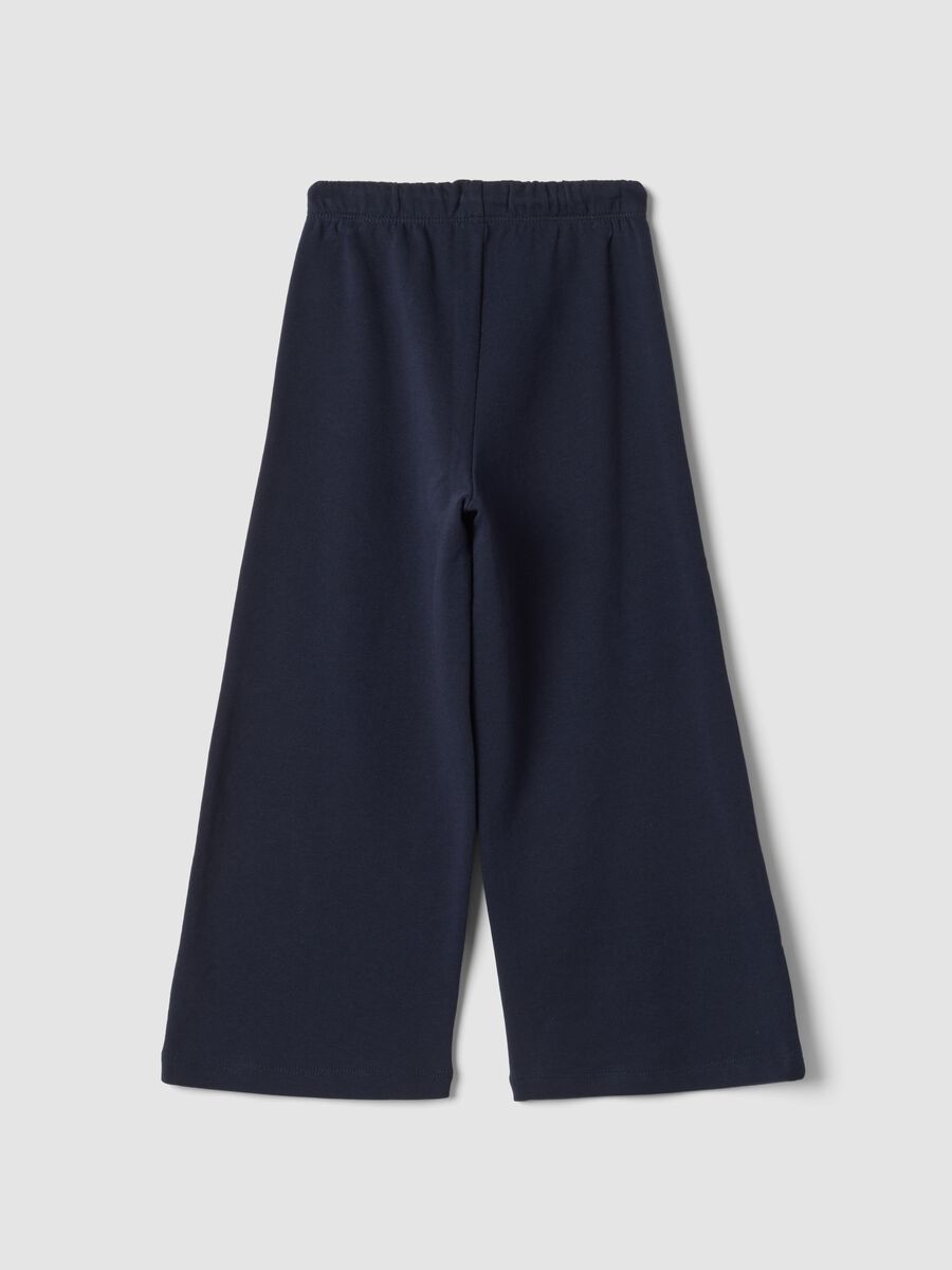 Blue pure cotton wide-leg trousers_1