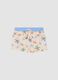 Beige tropical-print swim shorts for baby boys_0
