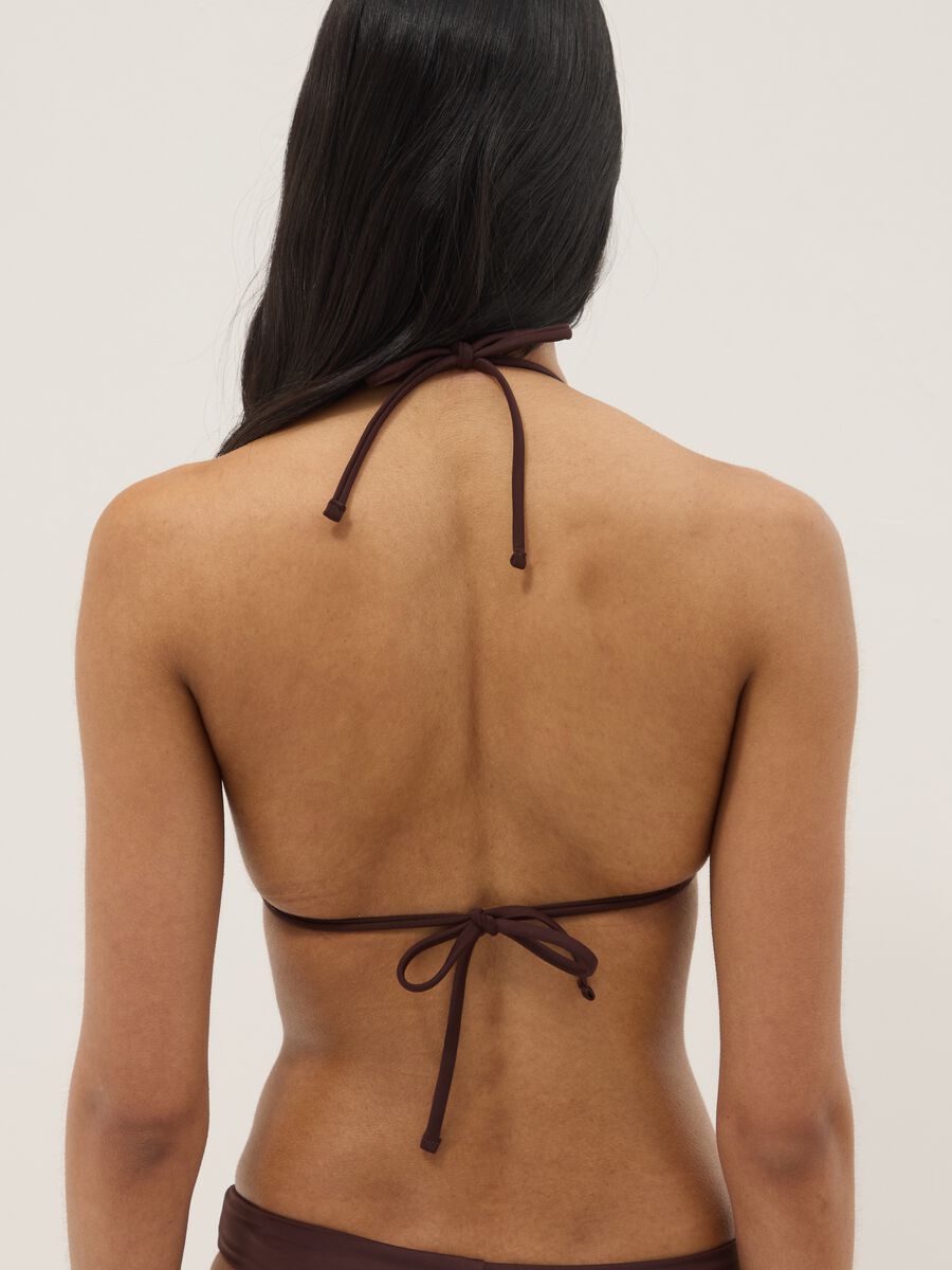 Top bikini a triangolo marrone in tessuto elasticizzato_2