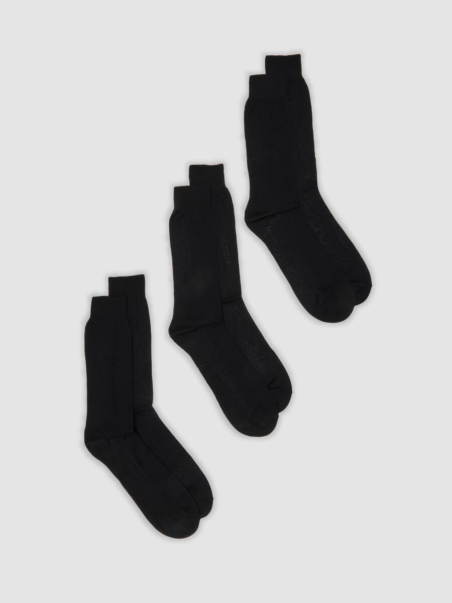 Three-pack of black socks in pure cotton Fil d&rsquo;&Eacute;cosse_0