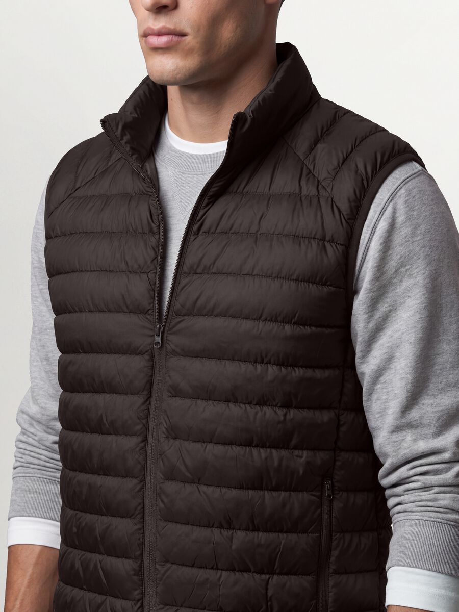 Brown Ultralight Padded Gilet with Zip_2