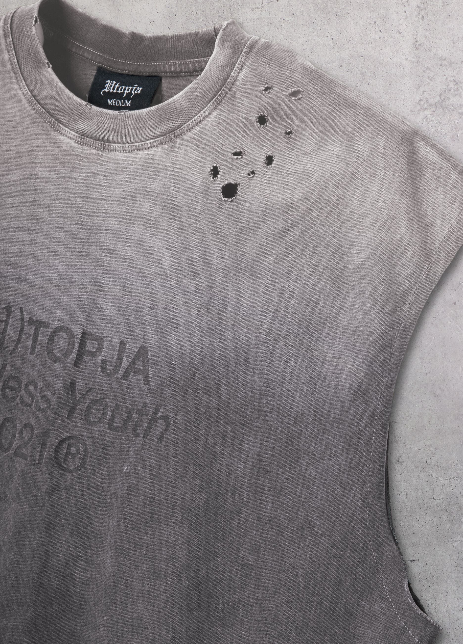Sunfaded Distressed Tank Top Vintage Grey