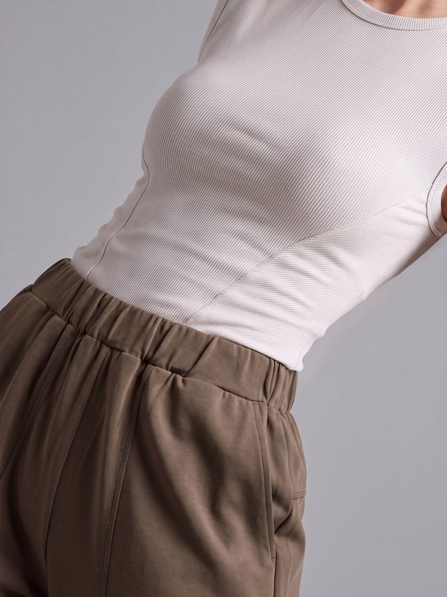 White ribbed stretch-modal fitted T-shirt ALTAVIA STUDIO_3