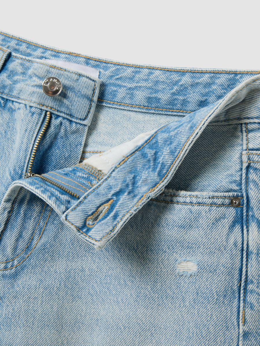 Light blue pure cotton denim shorts_5