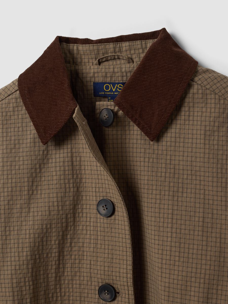 Brown cotton-blend jacket with contrast collar, regular fit_6