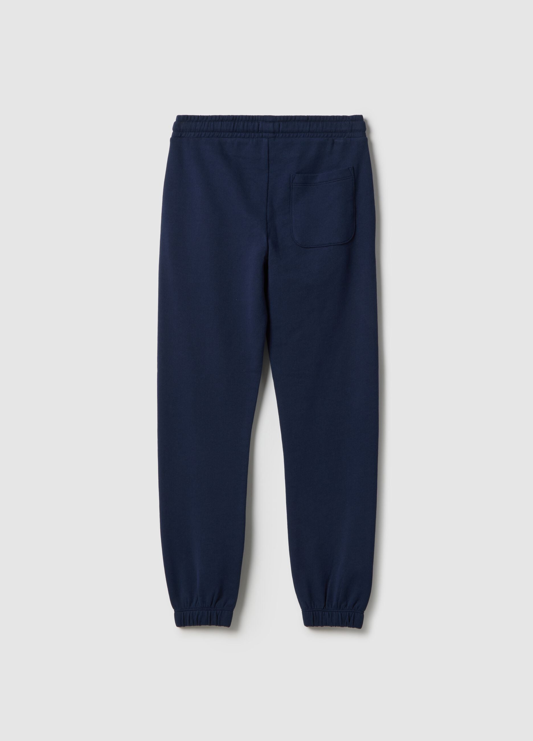 Boys' blue regular fit pure cotton jogger trousers
