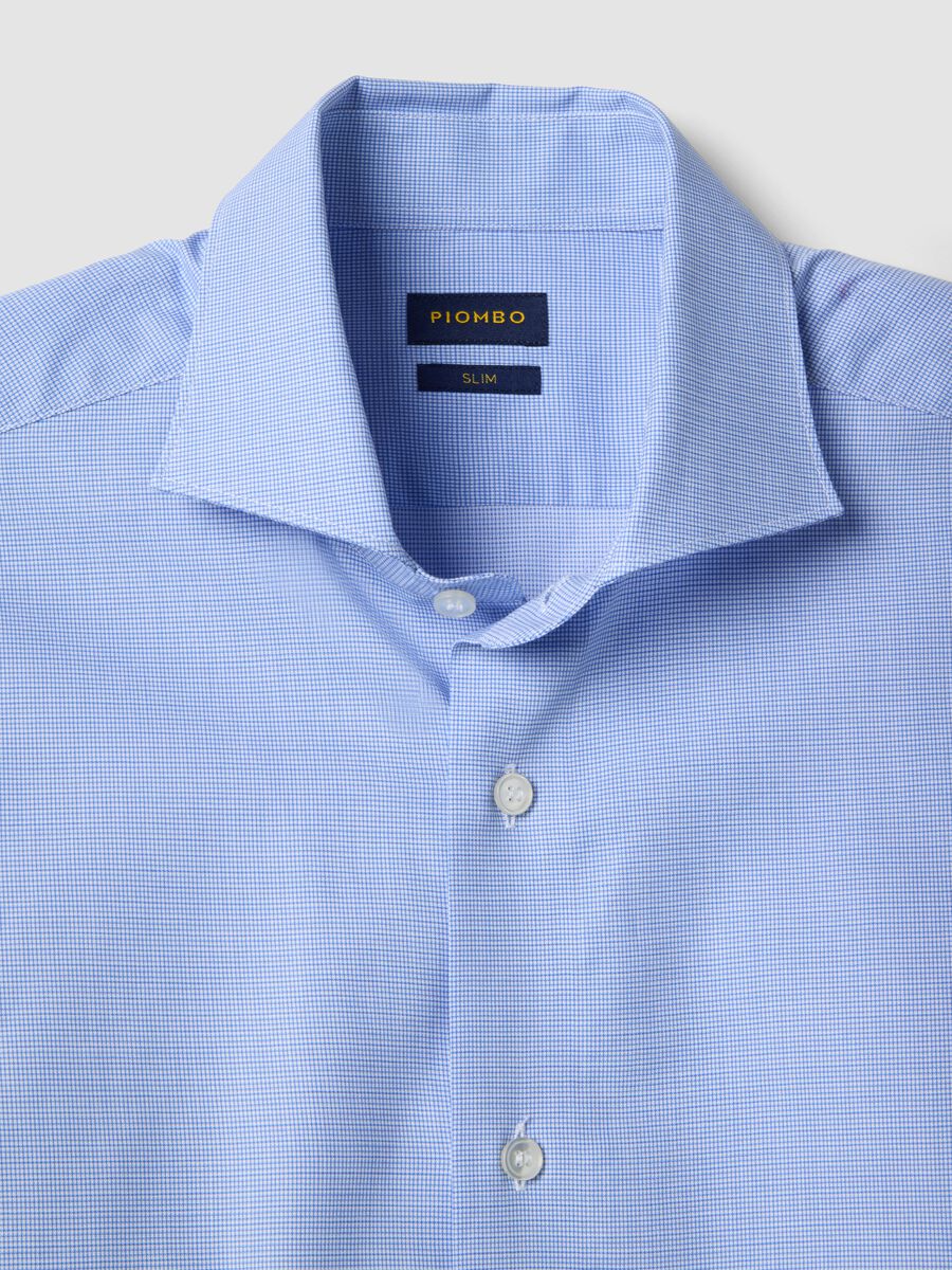 Camicia in puro cotone azzurra slim fit_5
