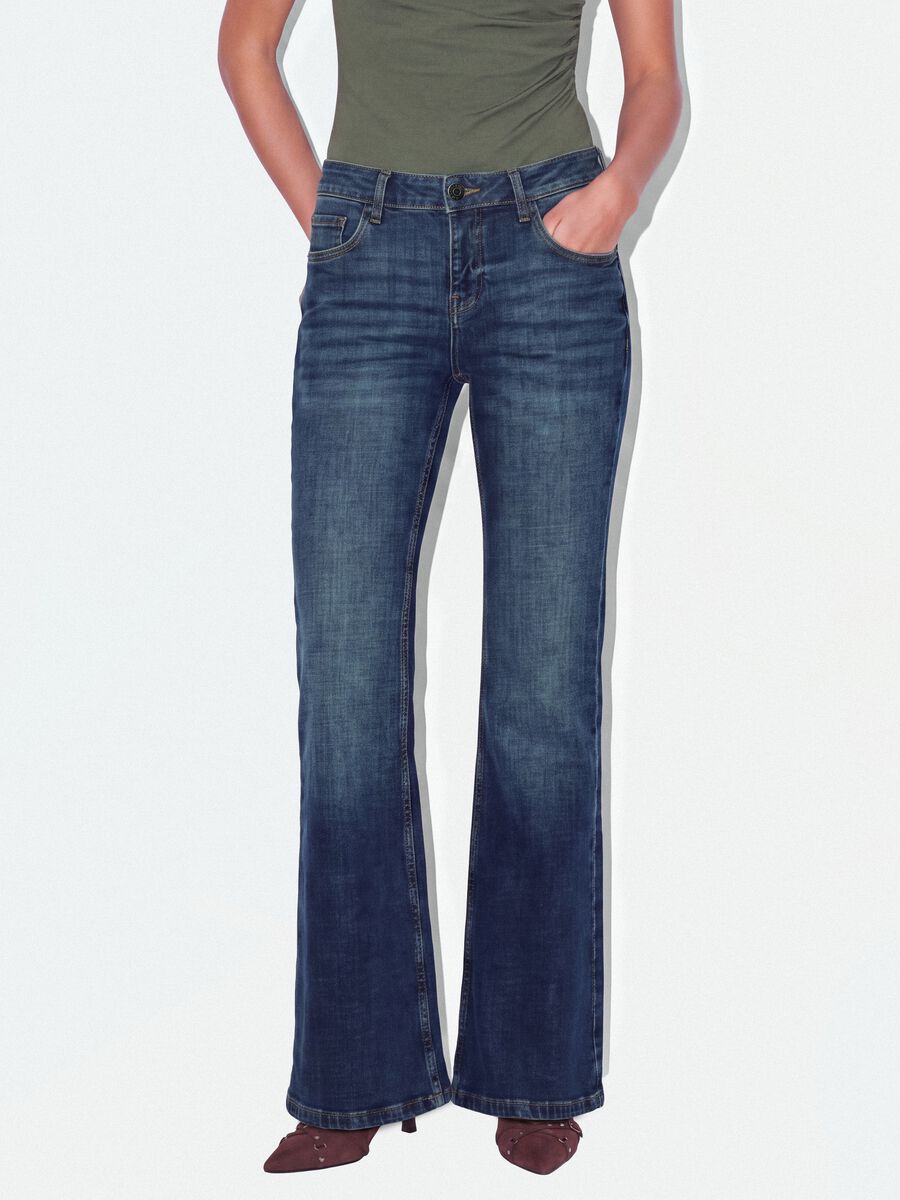 Blue bootcut denim jeans in stretch cotton_1