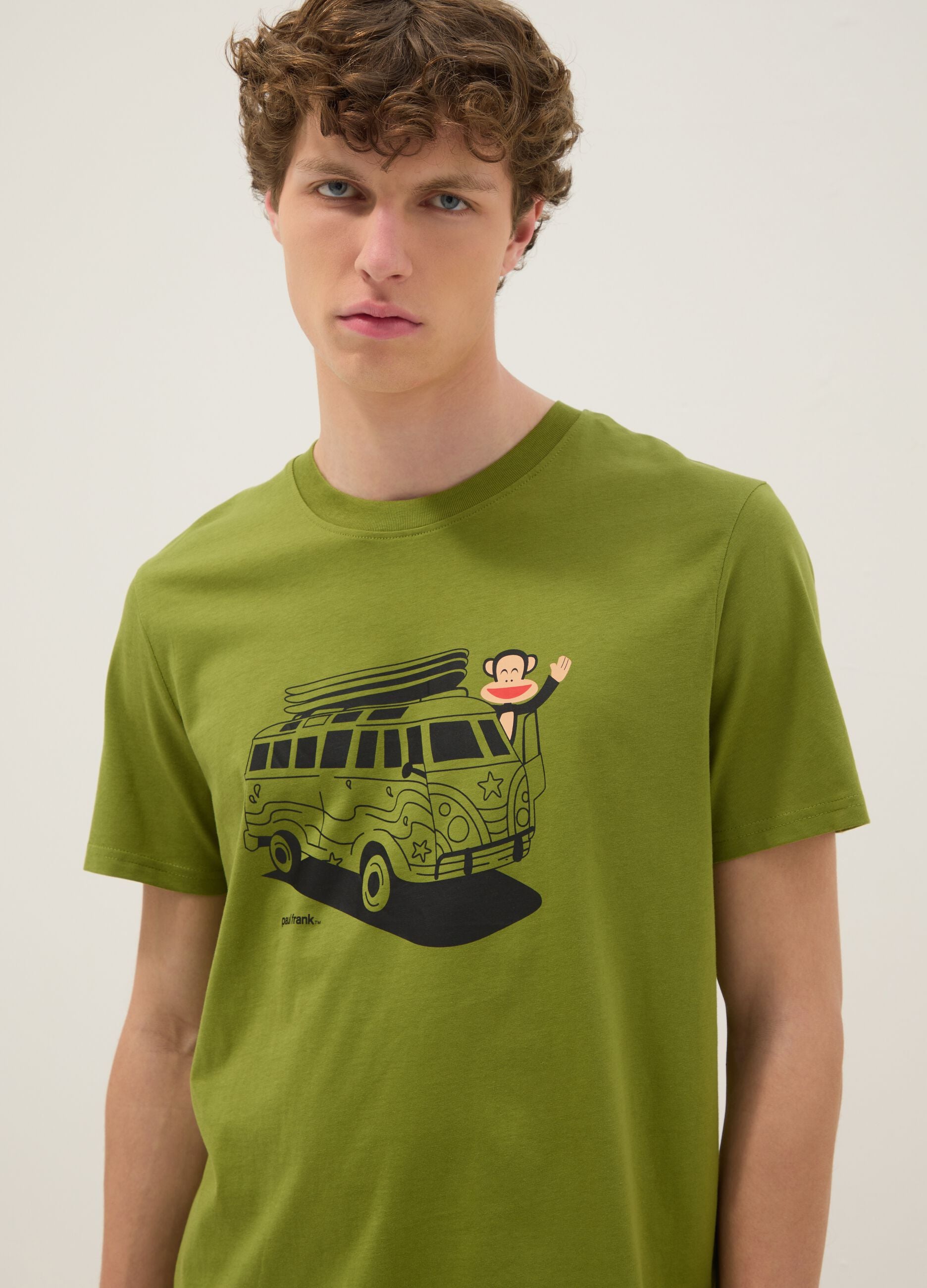 Green Paul Frank print T-shirt in pure cotton, regular fit