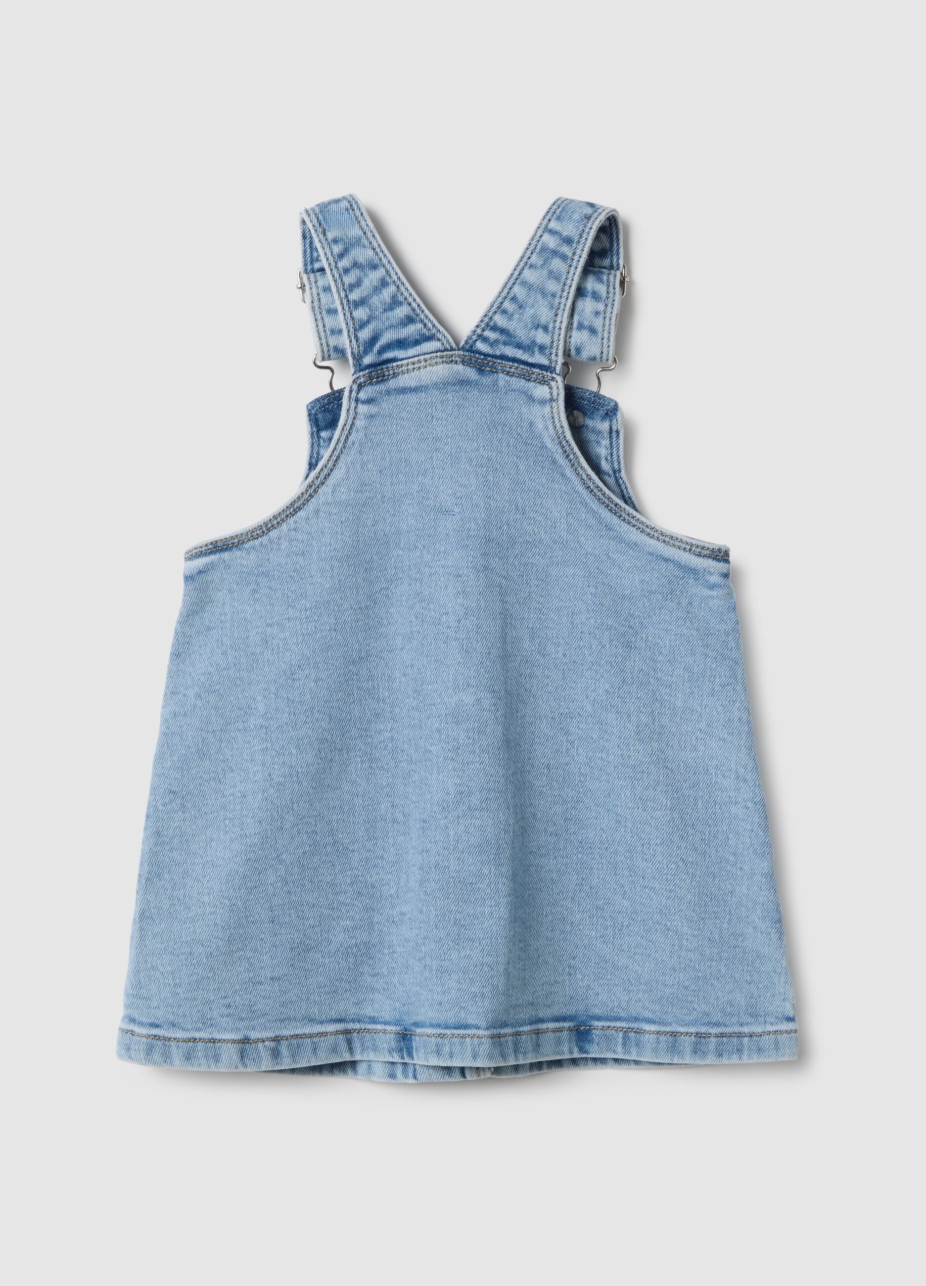 Blue stretch denim dress regular fit for baby girl
