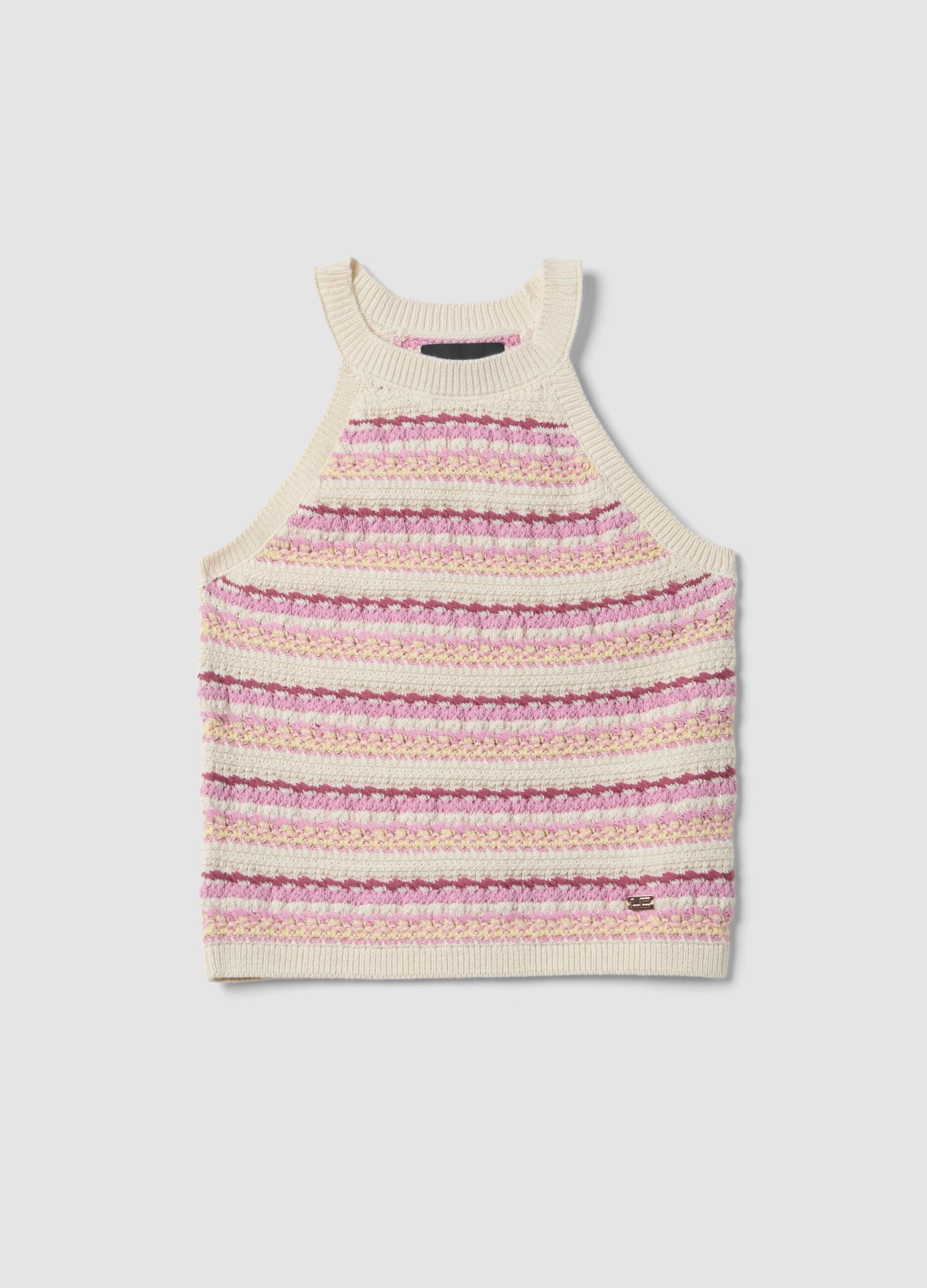 Multicolour fitted cotton-blend tank top