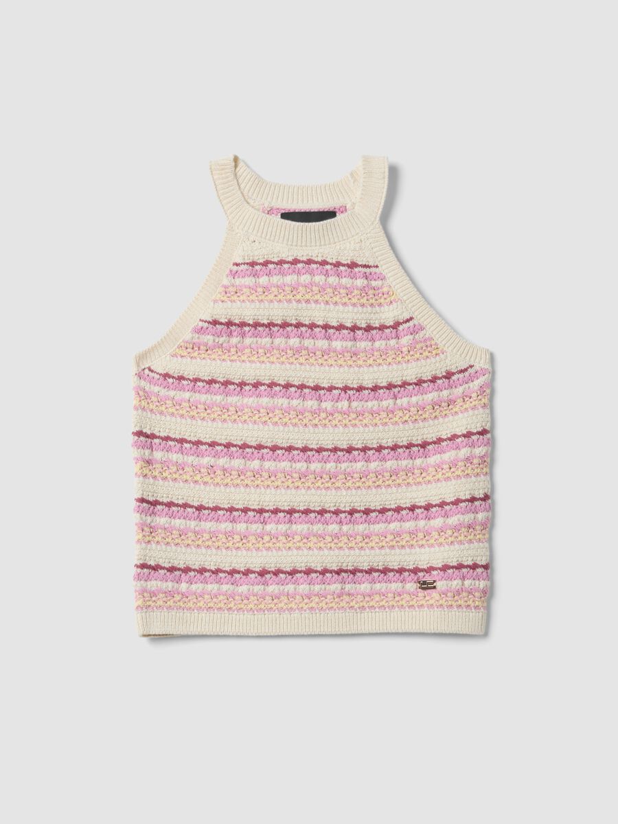 Multicolour fitted cotton-blend tank top_4