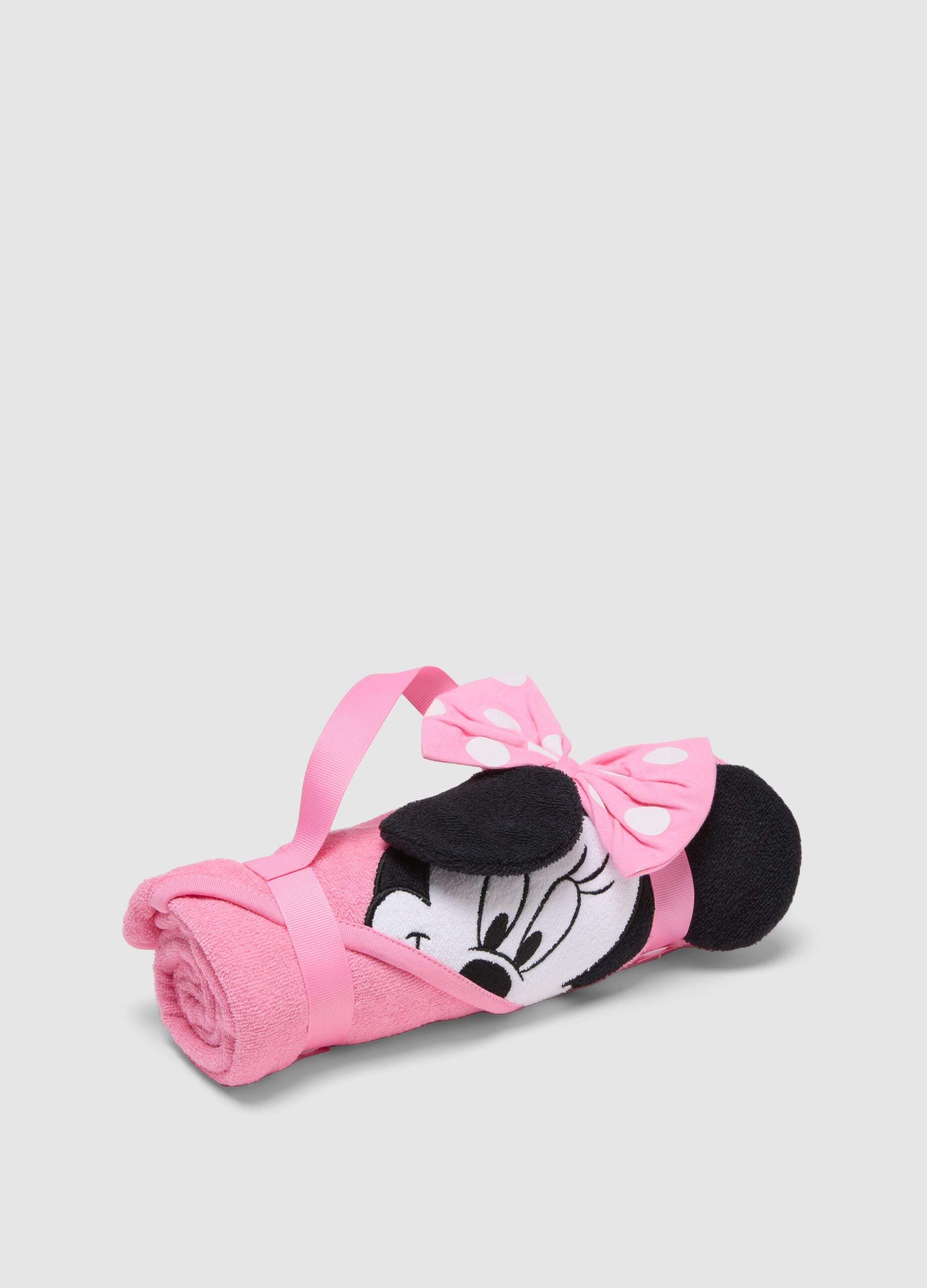 Accappatoio in misto cotone rosa da neonata a forma di Minnie