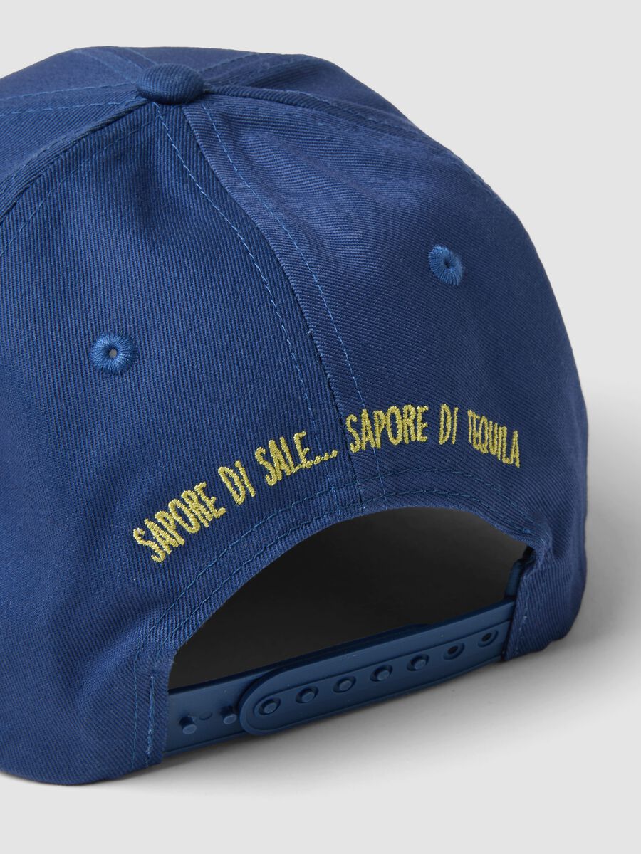 Blue Pure Cotton Baseball Cap with Margarita Embroidery_2
