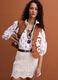 Brown linen and lyocell-blend gilet with applied embroidery_1