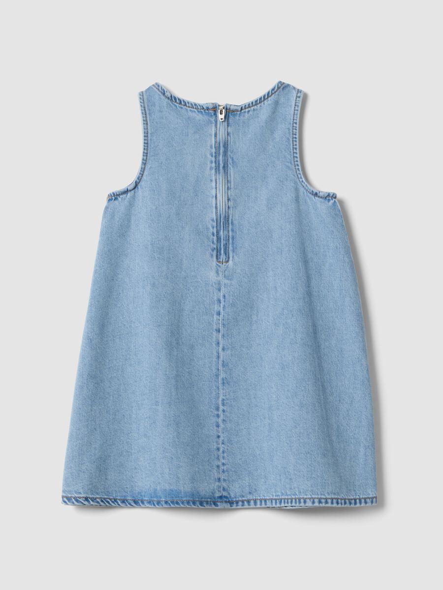 Girls&rsquo; light blue denim sleeveless dress in cotton blend, oversized fit_1