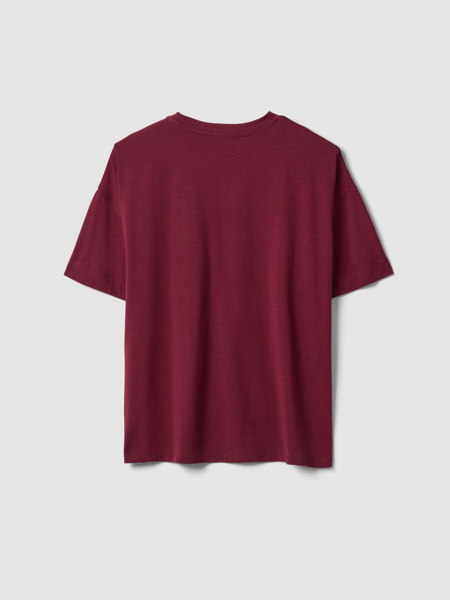 T-shirt girocollo rossa in misto cotone e modal elasticizzato regular fit_1