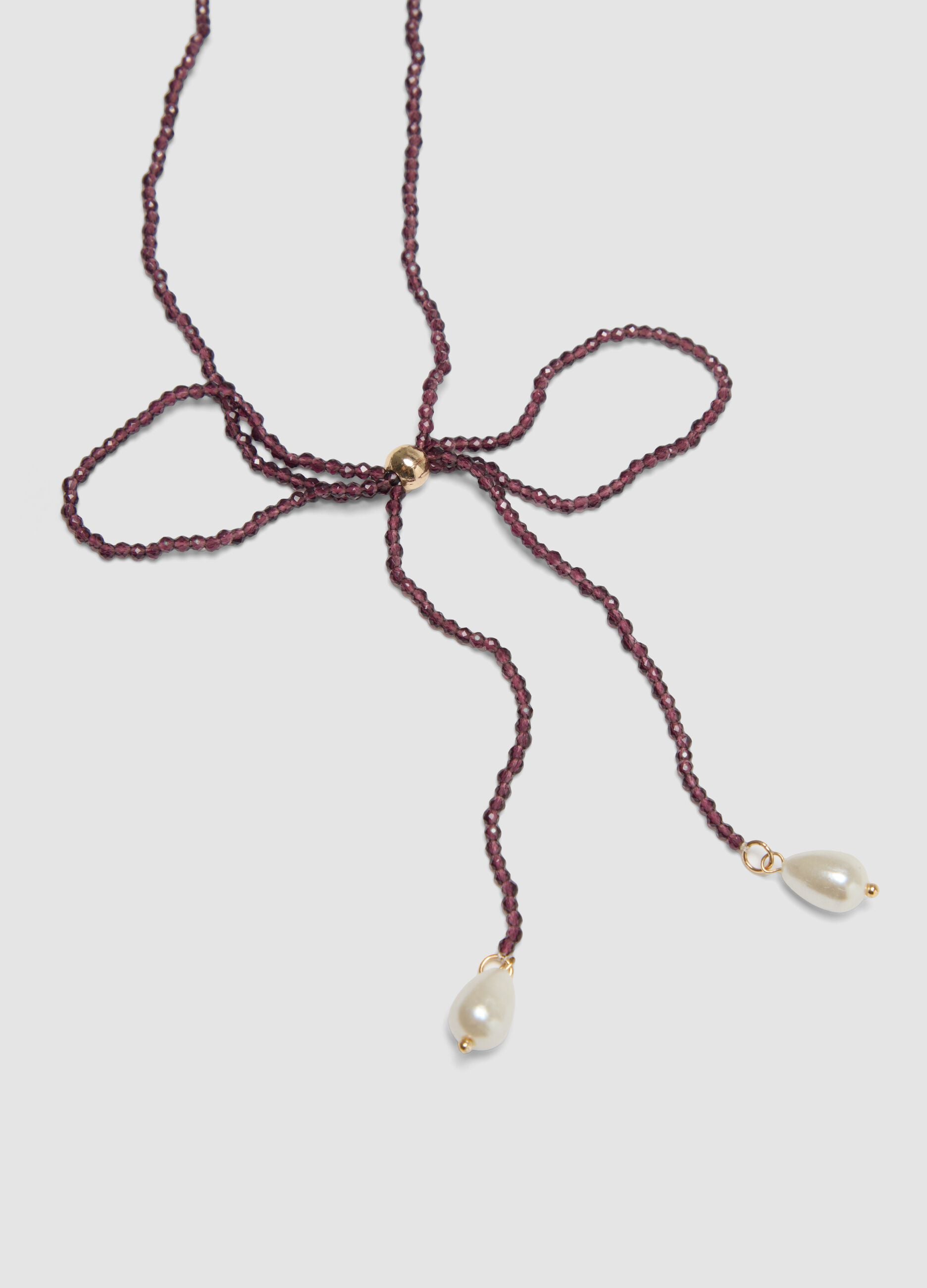 Multicolour multi-strand necklace with dangling pearls