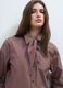 Multicolour stretch cotton shirt with scarf collar_0