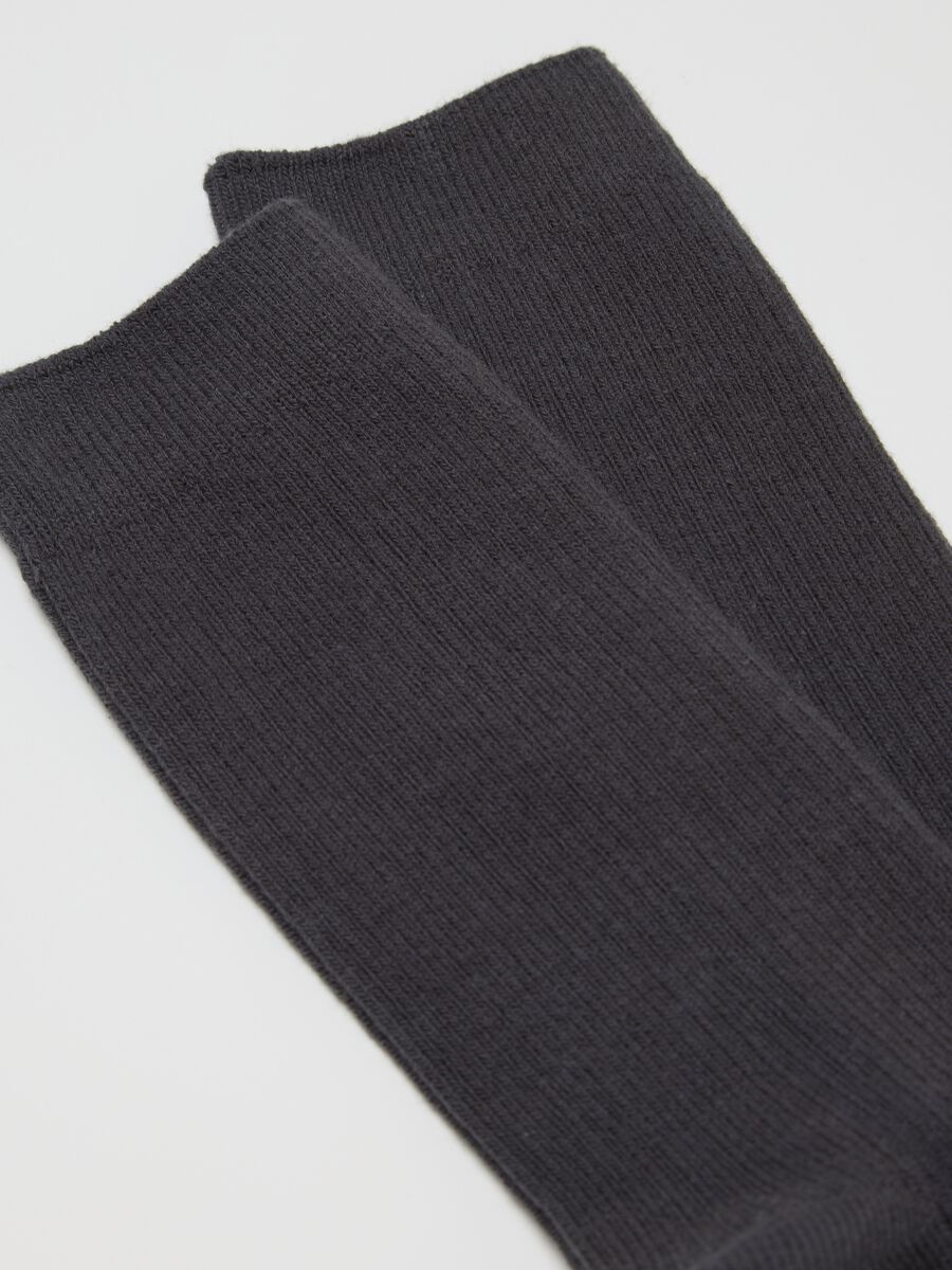 Black Midi Cotton Blend Socks_1