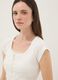 White cotton blend regular fit T-shirt with lace details_3