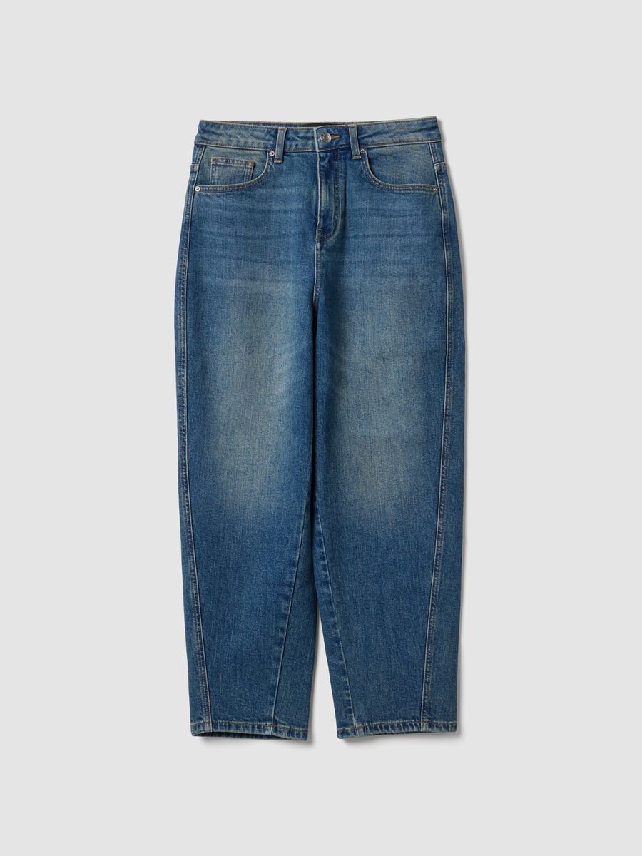 Jeans blu in cotone elasticizzato balloon fit_4