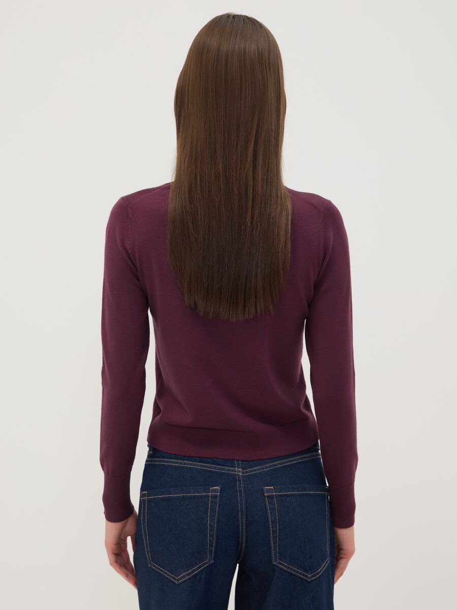 Purple viscose-blend crew-neck top_3