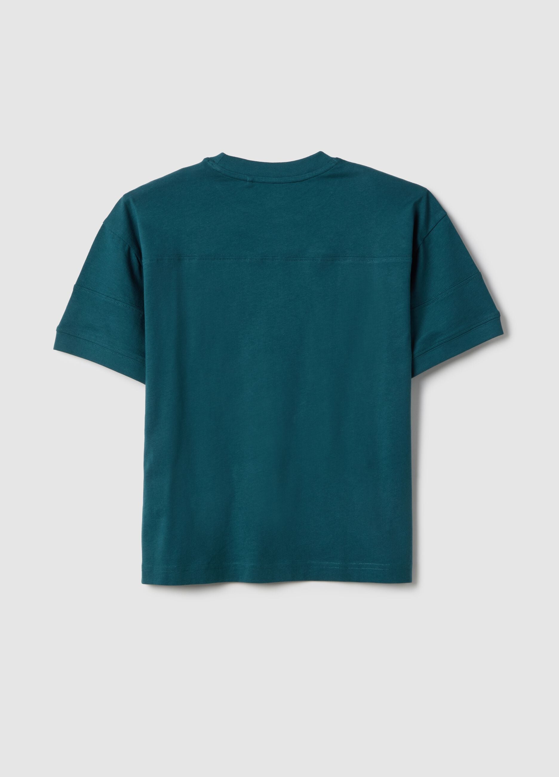 Boy's oversized green pure cotton t-shirt with print