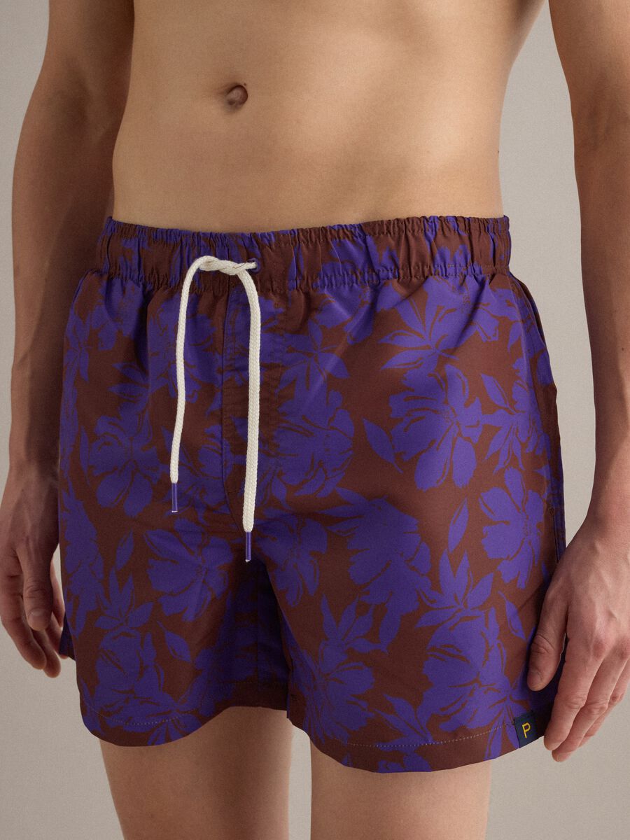 Purple floral-print swim shorts_1