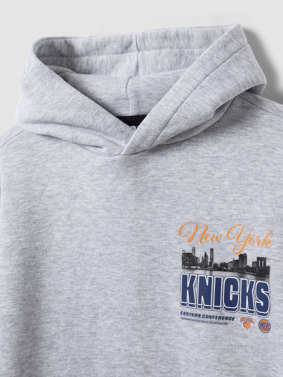 Grey cotton-blend hoodie with New York Knicks print_4