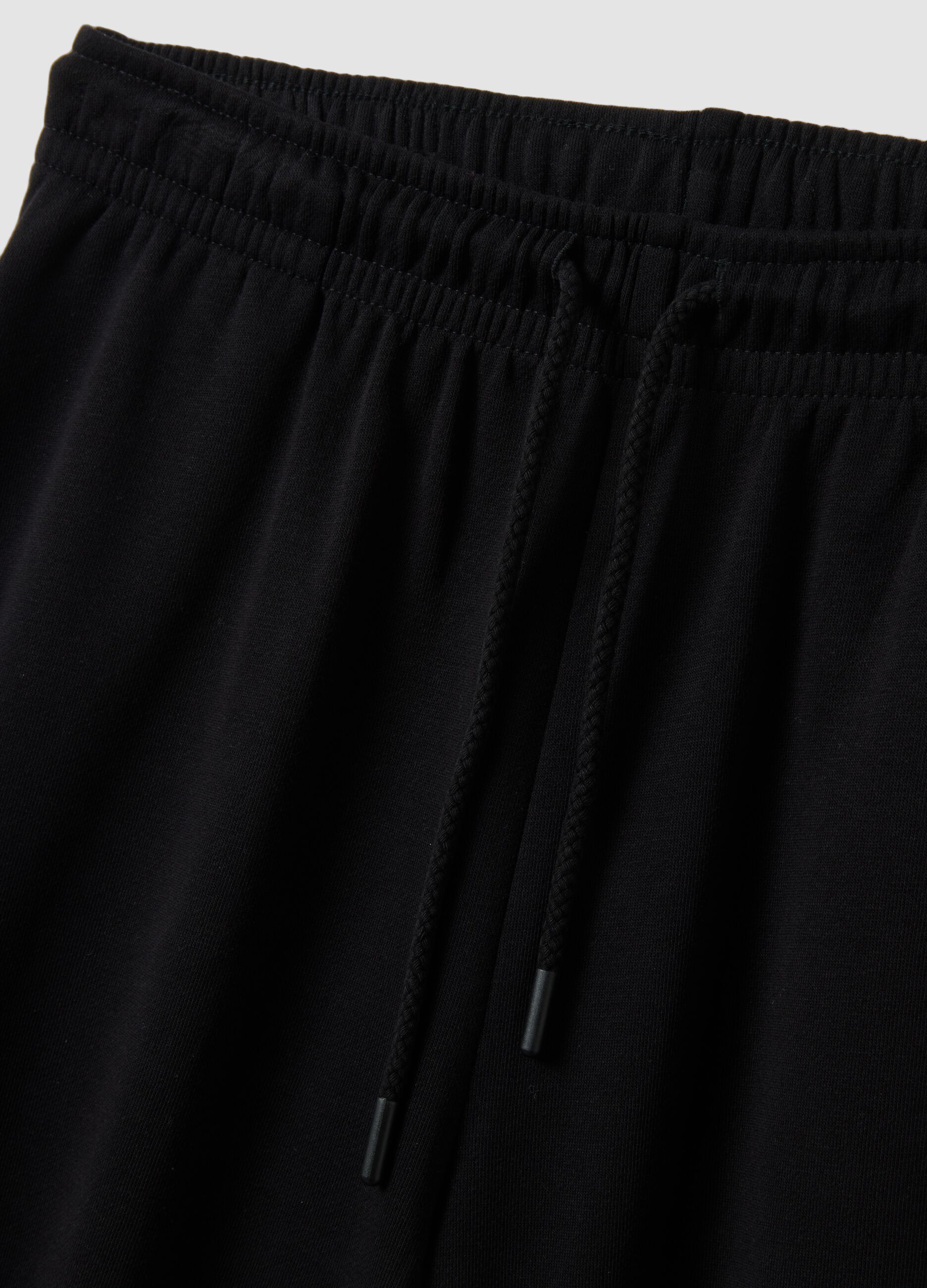 Black cotton-blend regular-fit shorts with elasticated waist