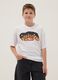 White pure cotton T-shirt with front print_0