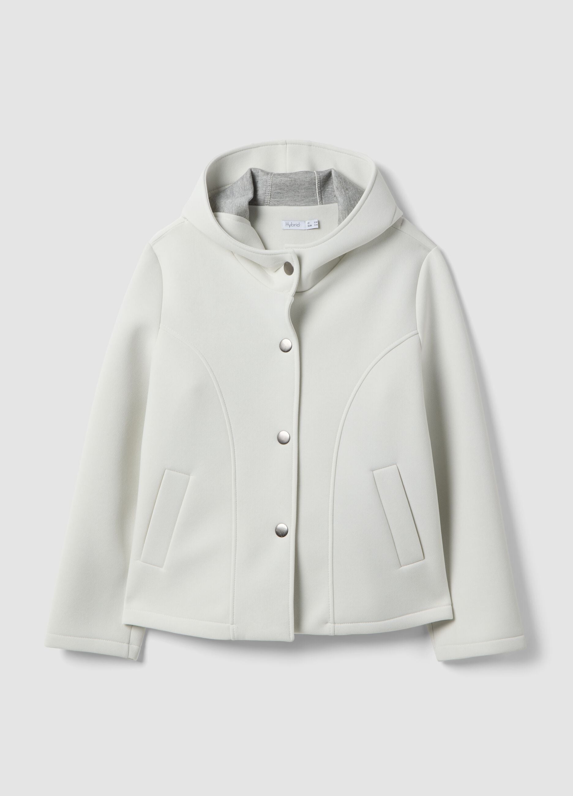 White regular fit jacket with hood and buttons