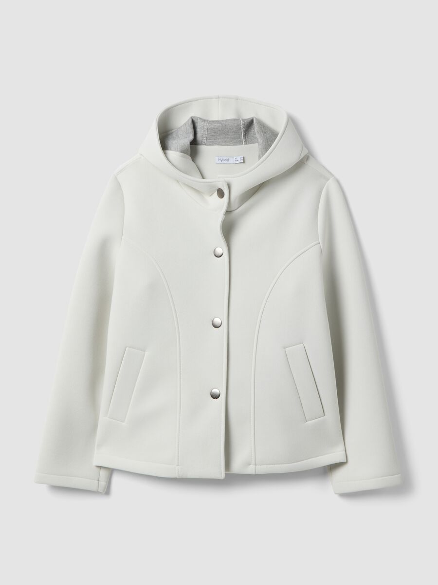 White regular fit jacket with hood and buttons_4