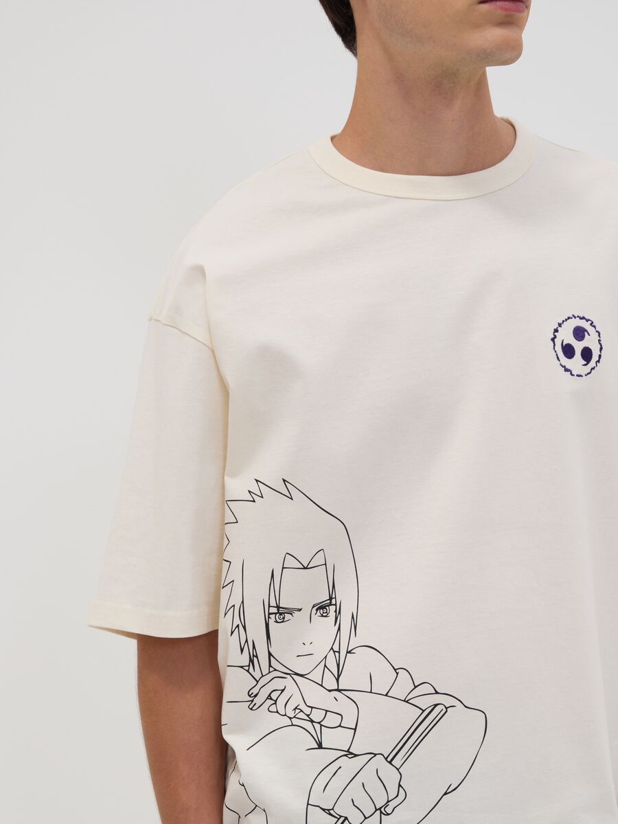 White oversized pure cotton Naruto print T-shirt_2