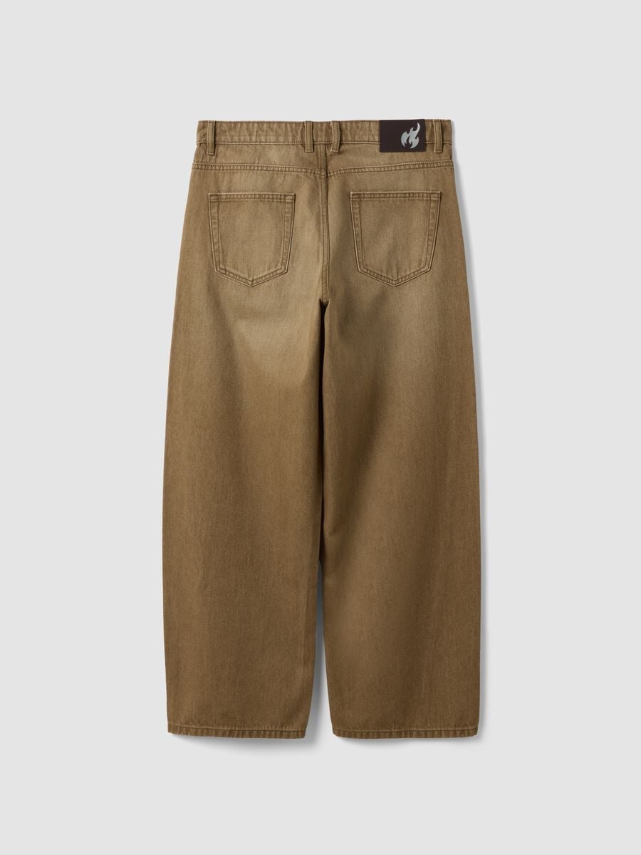 Jeans marroni in puro cotone barrel fit_2