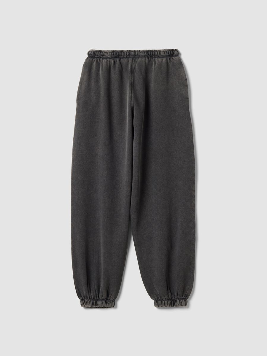 Grey cotton-blend jogger trousers with drawstring_2