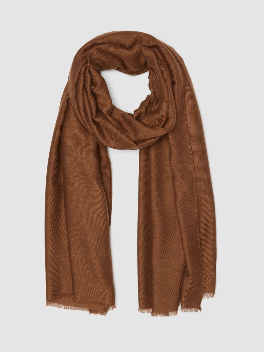 Brown fringed scarf_0