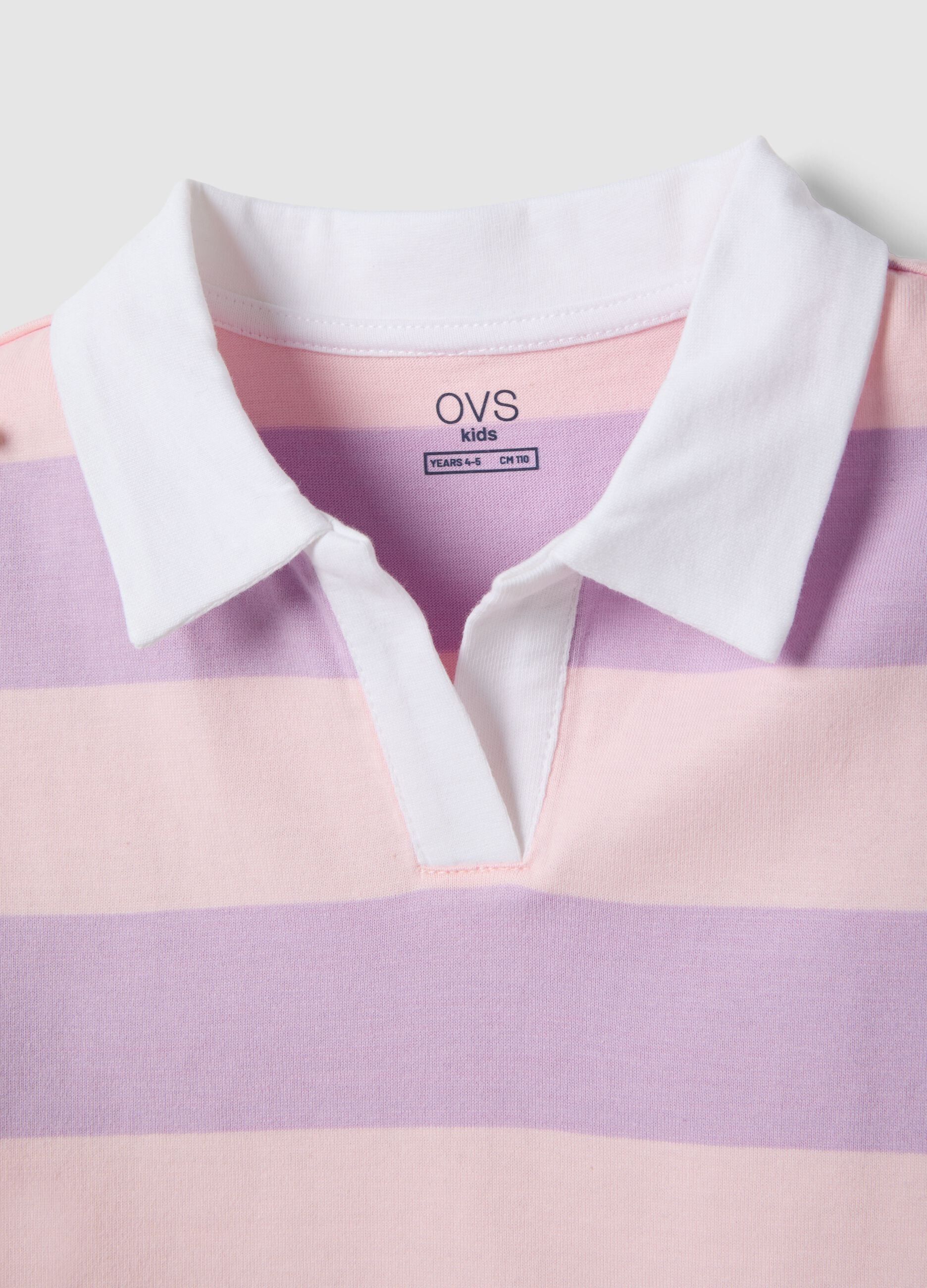 Multicoloured striped pure cotton oversized fit polo for girls
