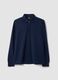 Navy stretch-cotton long-sleeve polo shirt, regular fit_0