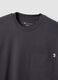 Grey pure cotton T-shirt with chest pocket, regular fit_5