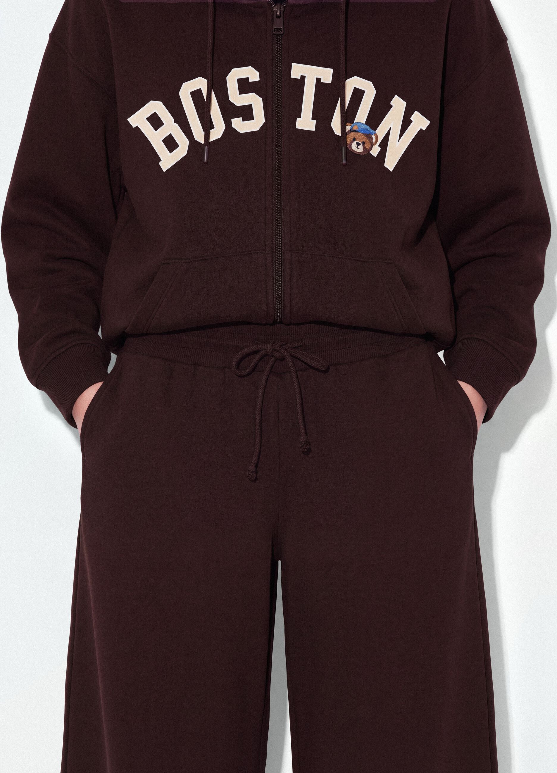 Purple cotton-blend baggy-fit joggers