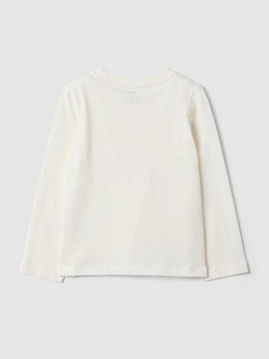 White pure organic cotton T-shirt with bow print for girls_1
